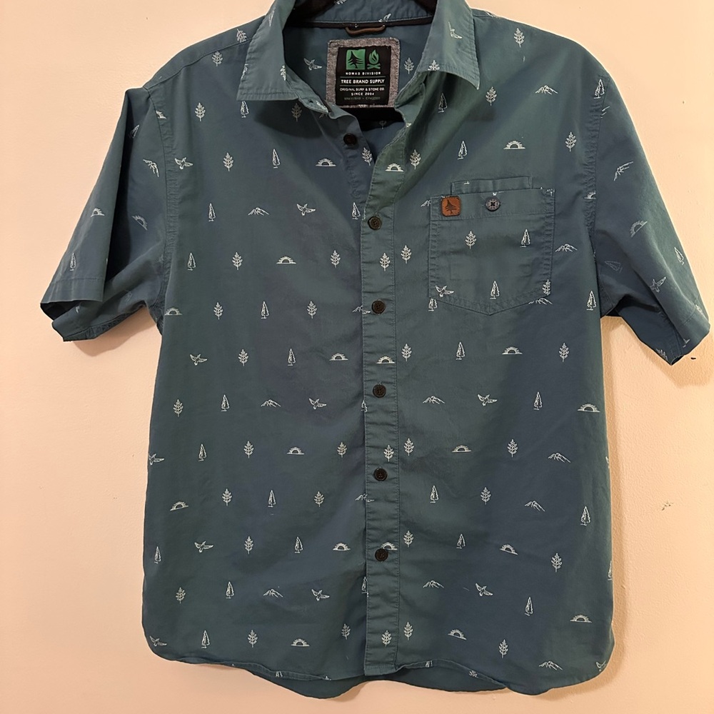Men's Blue Short Sleeve Shirt nomad division tree brand supply